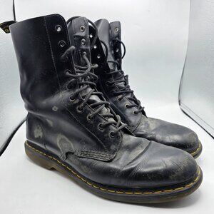 Dr. Martens 10 Eyelet Mens Size 14 Black Leather Lace Up Combat Boots Retro
